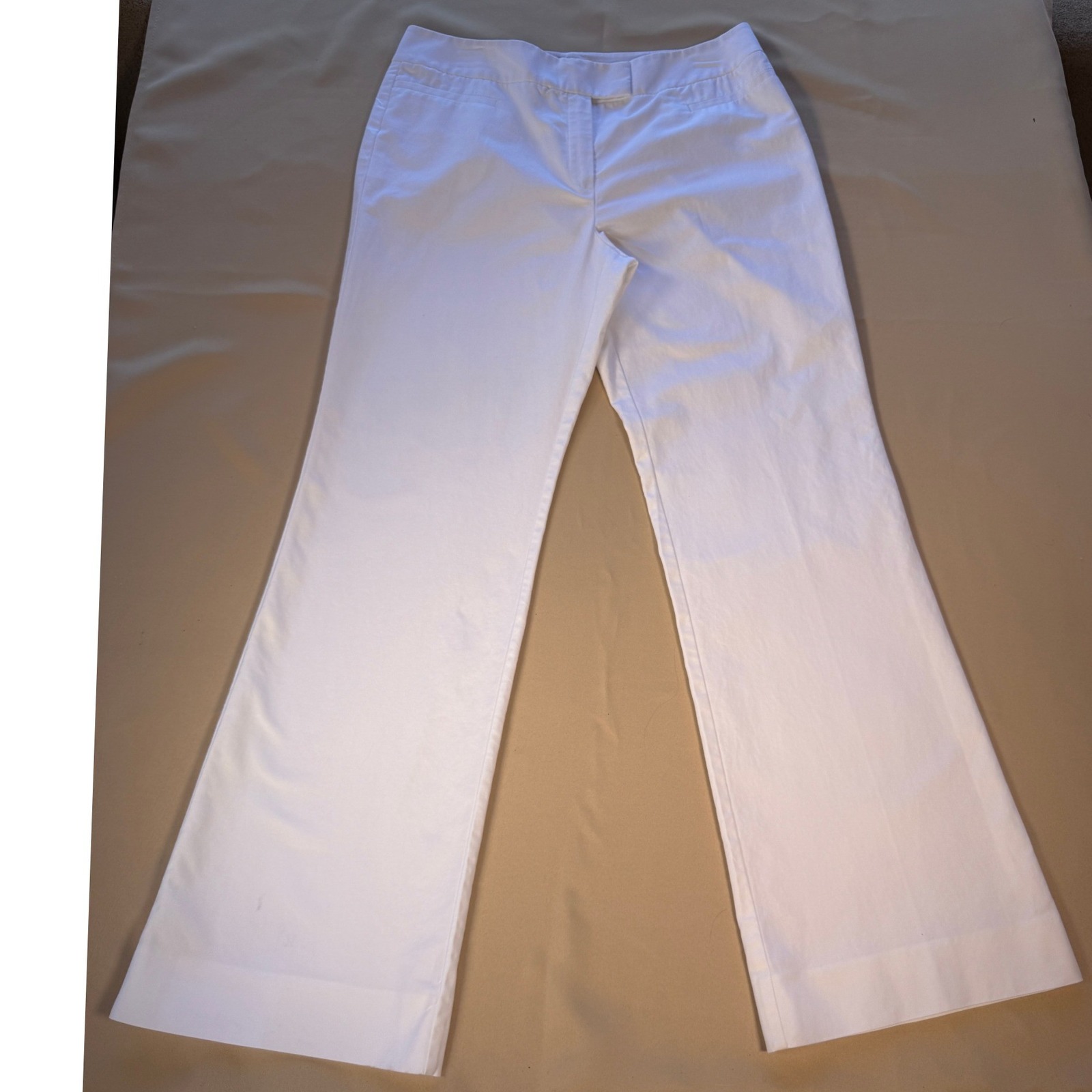 Lafayette 148 New York White Cotton Stretch Wide Leg Slacks Pants Size 10